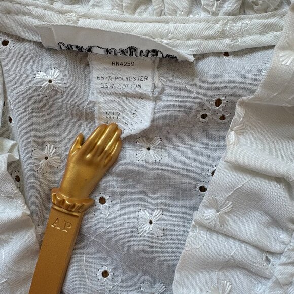 Vintage Vicki Wayne Ruffle Front Eyelet Prairie Blouse - Picture 4 of 6